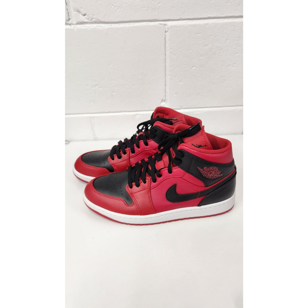 Nike Air Jordan 1 Mid Retro Basketball Shoes, Size 9.5, In Gym Red/Black-White